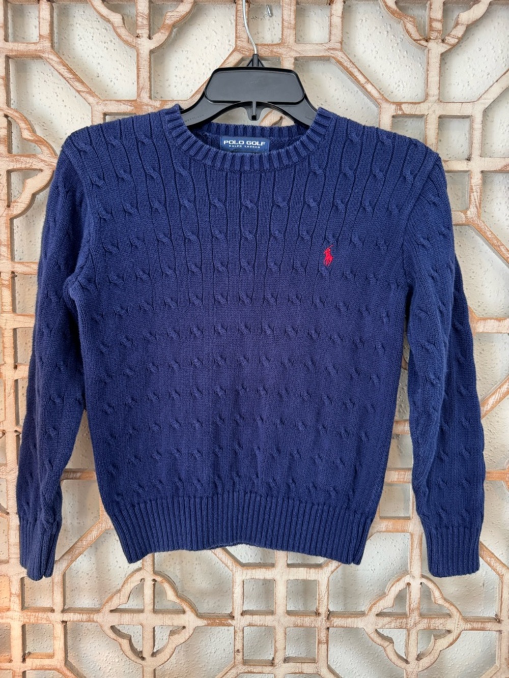 Polo Ralph Lauren Kids Navy Cable-Knit Sweater with Red Pony